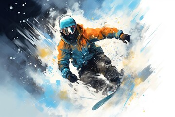 Fototapeta na wymiar Abstract snowboarder