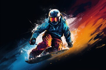 Abstract snowboarder