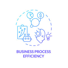 2D gradient business process efficiency icon, creative isolated vector, thin line blue illustration representing cognitive computing.