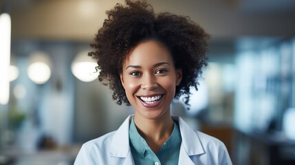 African american woman doctor smiling confident speaking at clinic  - obrazy, fototapety, plakaty