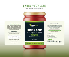 Sauce and jam label design bottle jar food sticker packaging product label. - obrazy, fototapety, plakaty