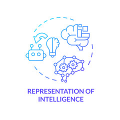 2D gradient representation of intelligence icon, creative isolated vector, thin line blue illustration representing cognitive computing.