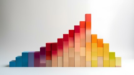 A colorful bar graph made of stacked blocks, each color representing a different data category. generative AI