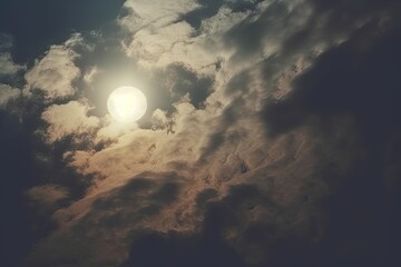 Ethereal glow of full moon captivating scene captures magic of serene night sky. Moonlight casts gentle radiance illuminating darkness and revealing intricate play of shadows on landscape below