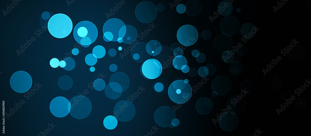 Wall mural Blue color background with bokeh circles. Christmas cover card  creative digital abstract gradient 