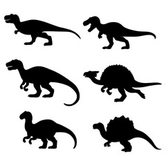 set of dinosaurs silhouettes, vector eps 10