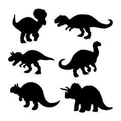 set of dinosaurs silhouettes, vector eps 10