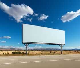 Billboard mockup with blue sky background