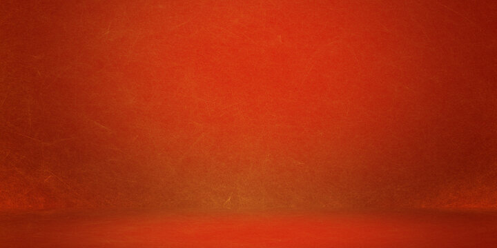 red wall background, photo background is orange red. textured wall rolling in the floor. studio photography background illuminated by the directed light.