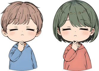 考える少年少女