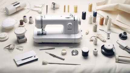 sewing equipment,seamstress' work table,Tools for sewing and handmade - obrazy, fototapety, plakaty