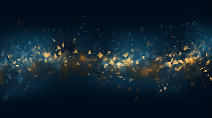 Magical blue night sky with sparkling stars. Gold glitter powder splash vector background