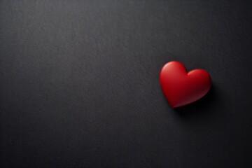 Fototapeta premium A voluminous red heart on a dark background: a card - a declaration of love, Valentine's Day