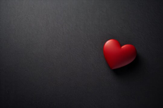 A voluminous red heart on a dark background: a card - a declaration of love, Valentine's Day