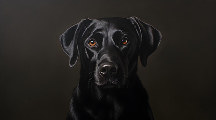 Portrait of a Black Labrador Retriever with Intense Gaze