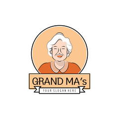 happy granny logo label mascot illustration template