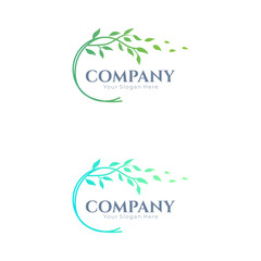 wind blowing leaves logo abstract vector template illustration