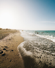 Beautiful beach in Crete, Greece in Europe during summer and autumn time. Typical beach at the...
