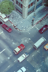December 31, 1989 view of traffic at Grand Ave and 6th Street in downtown Los Angeles, California. ...