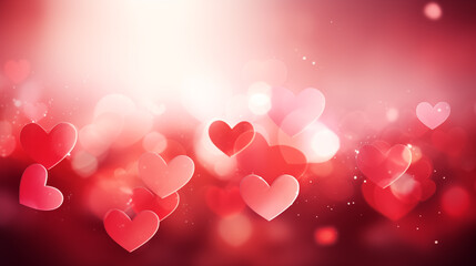 Valentines day background with red and pink hearts