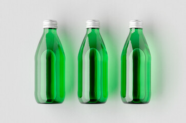 Water bottle mockup. Green glass.