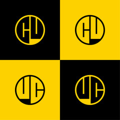 Simple CU and UC Letter Circle Logo Set, suitable for business with CU or UC initial