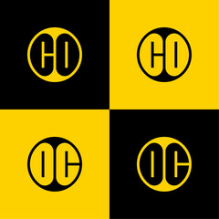 Simple CO and OC Letter Circle Logo Set, suitable for business with CO or OC initial