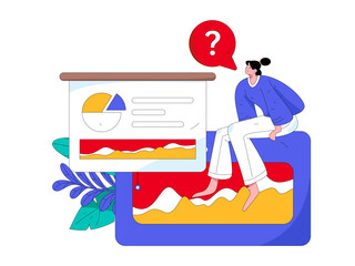 Flat vector illustration of business people operating work scene
