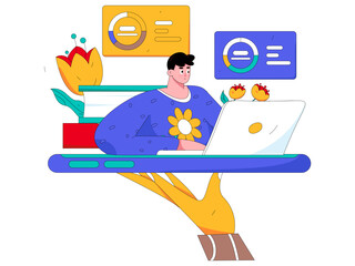 Flat vector illustration of business people operating work scene

