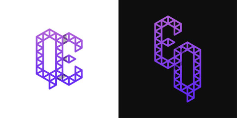 Letters EQ and QE Polygon Logo Set, suitable for business related to polygon with EQ and QE initials