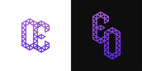 Letters EO and OE Polygon Logo Set, suitable for business related to polygon with EO and OE initials