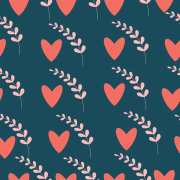 Seamless vector pattern with hearts.Hand drawn hearts seamless pattern.Hand drawn abstract vector background.Love Pattern.	