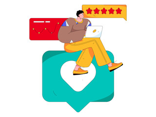 Flat vector illustration of business people operating work scene
