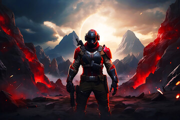 Dramatic video game style key art characters and YouTube Gaming Thumbnail design Ai Generated 