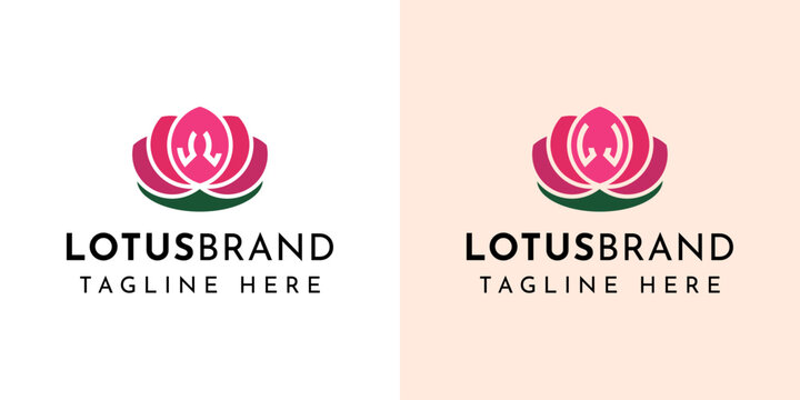 Letter JL and LJ Lotus Logo Set, suitable for business related to lotus flowers with JL or LJ initials.
