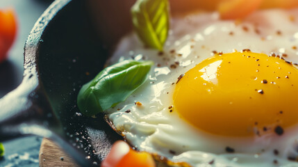 Closeup of Fried Egg in Pan