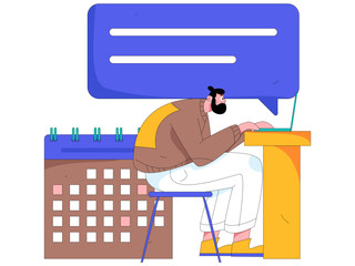 Flat vector illustration of business people operating work scene
