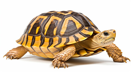 Hermann tortoise turtle dhermann testudo hermanni isolated white background. AI Generative - obrazy, fototapety, plakaty