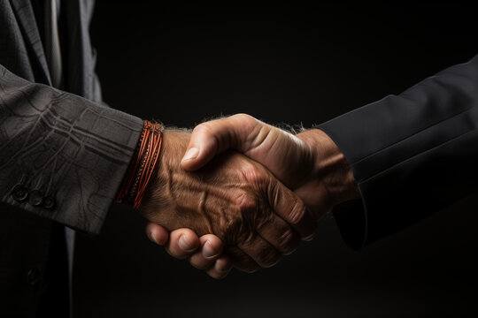 focused handshake between the interviewer and interviewee, emphasizing the simplicity and formality in a minimalistic commercial photo