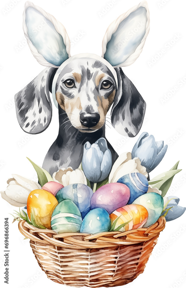 Poster easter dachshund illustration created with generative ai technology
