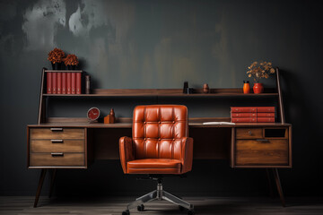 neatly arranged desk with a simple chair, utilizing negative space and minimal elements to convey a sense of order within a seemingly chaotic environment
