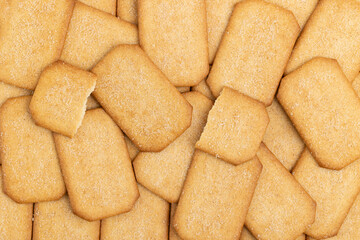 Top view of cookies layered as a background