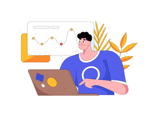 Flat vector illustration of business people operating work scene
