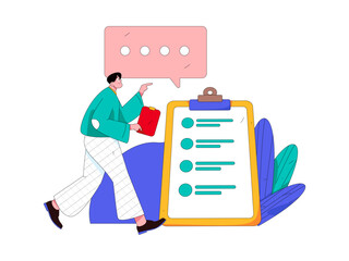 Flat vector illustration of business people operating work scene
