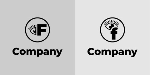 Fototapeta premium Letter F Vision Logo, suitable for business related to vision, spy, optic, or eye with Initial F