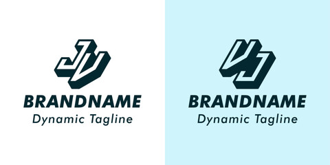 Letter JV and VJ 3D Monogram Logo. Suitable for business with JV or VJ initials - obrazy, fototapety, plakaty