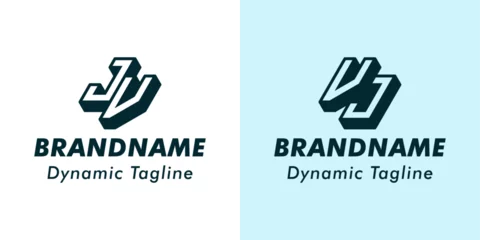 Fotobehang Letter JV and VJ 3D Monogram Logo. Suitable for business with JV or VJ initials © Prayoga