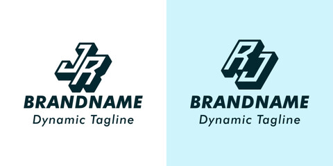 Letter JR and RJ 3D Monogram Logo. Suitable for business with JR or RJ initials