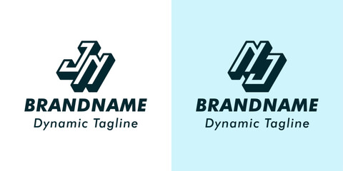 Letter JN and NJ 3D Monogram Logo. Suitable for business with JN or NJ initials