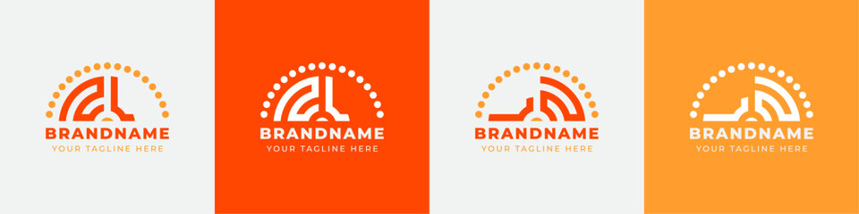 Letter LN and NL or LZ and ZL Sunrise  Logo Set, suitable for any business with LN, NL, LZ, ZL initials. - obrazy, fototapety, plakaty